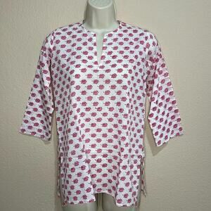 ROBERTA ROLLER RABBIT Pink Elephant Cotton Blouse, Size 6, NWT